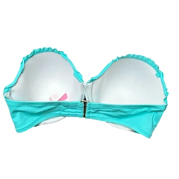 Victoria Secret Blue Strapless Underwire Swim Top Beach Coastal 34DD - Picture 2 of 7